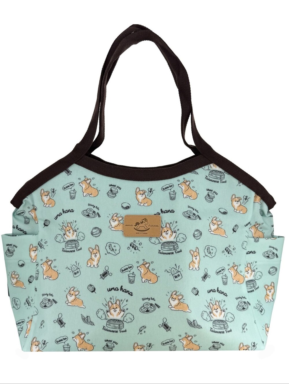 Waterproof Corgi Trapeze Tote Shoulder Bag Cute Handmade Dog Pattern